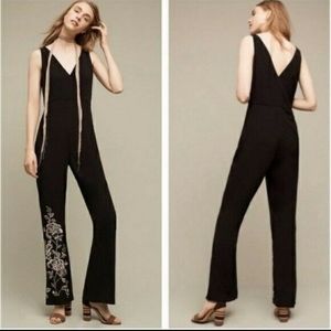 Anthropologie floral embroidered jumpsuit